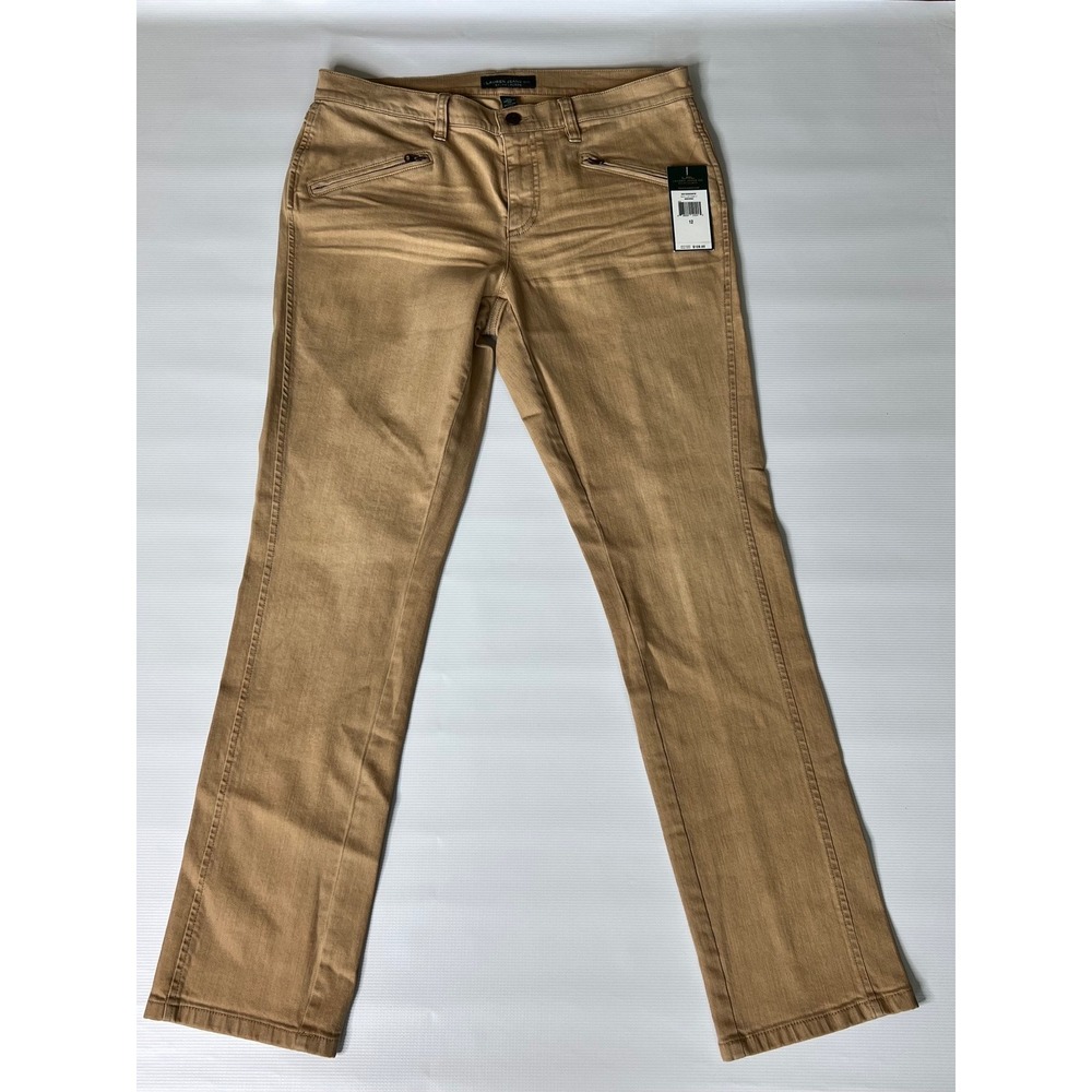 Brand New with Tags Lauren Ralph Lauren Tan Straight Leg Pants Sand Wash Size 12 - Picture 7 of 10